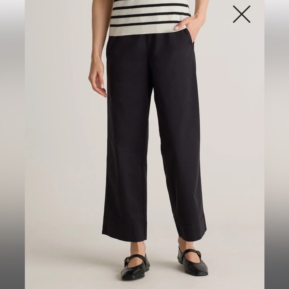 Quince Organic Stretch Cotton Wide Leg Chino Pants Black 4 Capsule Wardrobe